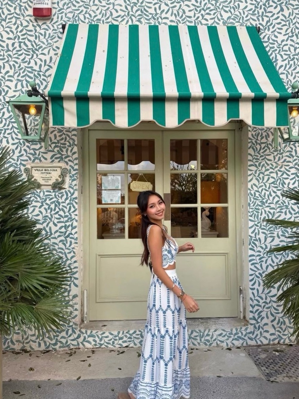 Commense Blue and White “GREECE” inspired Maxi Skirt Set
